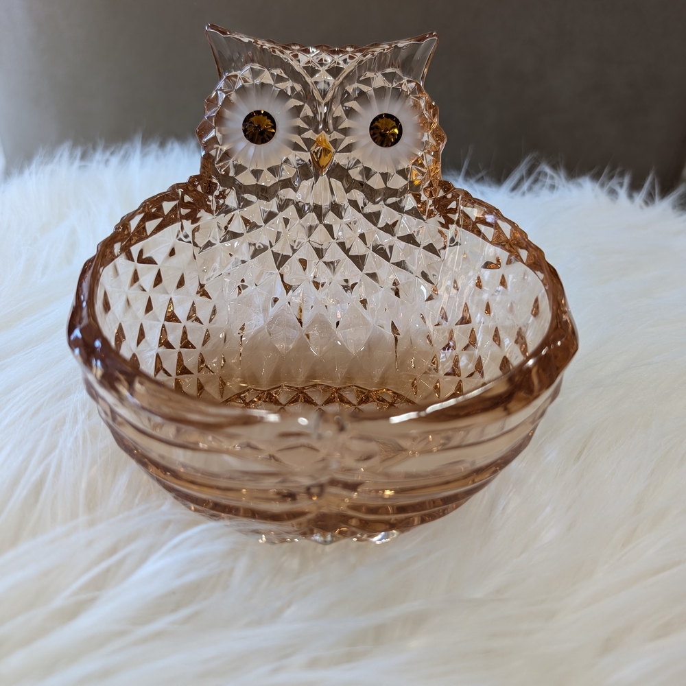 Icy Giftware Owl Christmas Candy Bowl Amber 5"